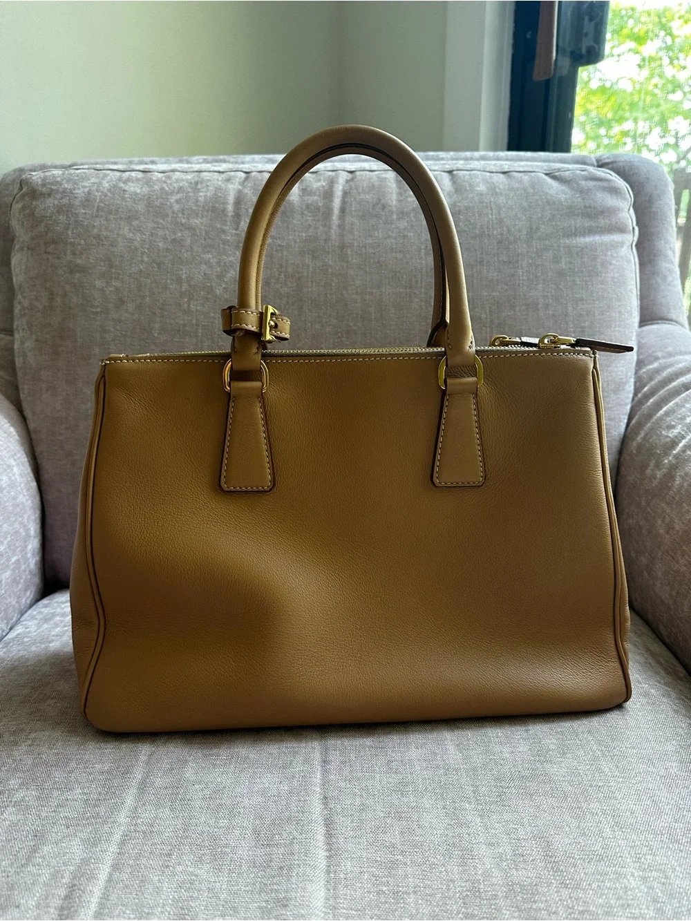 Prada Tan Leather Large Galleria Satchel in Soft Calfskin Leather